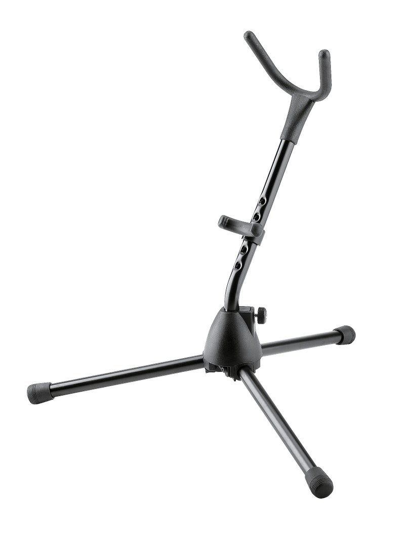 KM K&M KÃ¶nig & Meyer Saxophone Tripod Stand 14300.000.55 | Stable Secure Adjustable/Folding Stand For Eb Alto /Bb Tenor Sax | Lightweight & Compact | Flex Upper Support | Made in Germany | Black - Image 1